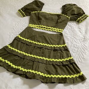 Stellah 2 piece crop top skirt Rick rack flirty festival summer size S